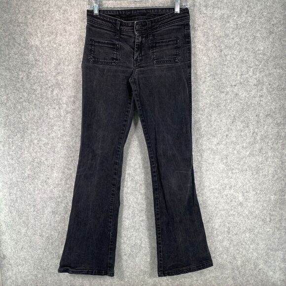 MNG Mango Denim Black Flare Leg Jeans Womens Size 4‎ W27 - Picture 1 of 7
